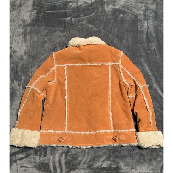 Vintage Wilsons Maxima Women Jacket XL Orange Zip Front Faux Fur Penny Lane Flaw - Picture 4 of 16